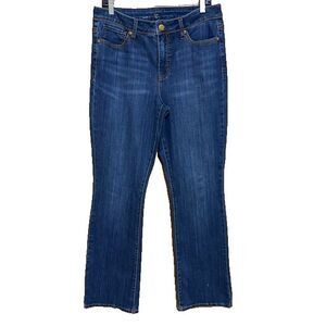 Seven7 Jeans Womens 12 Blue Slim Bootcut Stretch Denim Button Flap Pockets